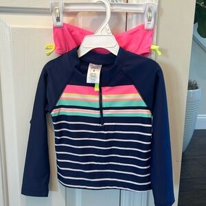 NWT Carters size 4 long sleeve rash guard two piece bathing suit